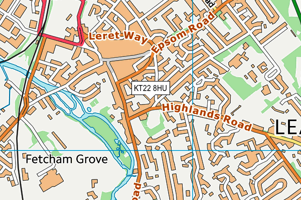 KT22 8HU map - OS VectorMap District (Ordnance Survey)