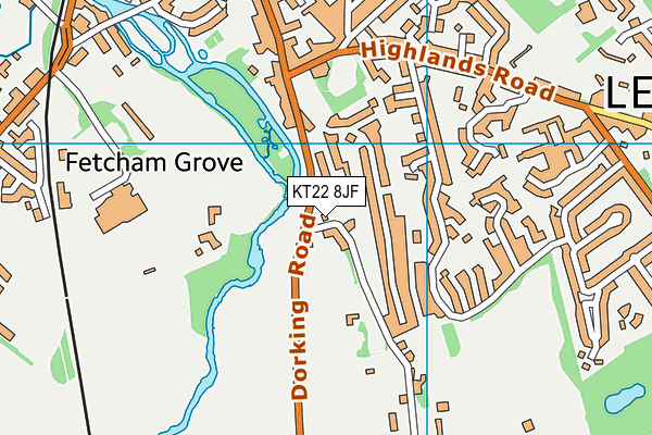 KT22 8JF map - OS VectorMap District (Ordnance Survey)