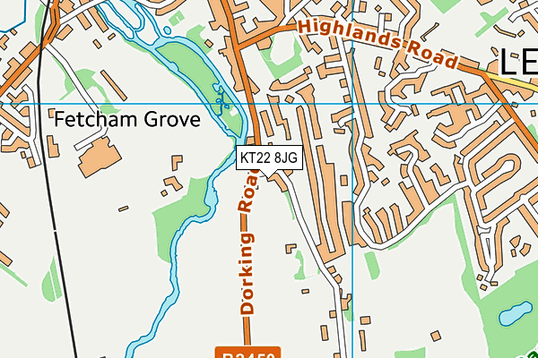 KT22 8JG map - OS VectorMap District (Ordnance Survey)