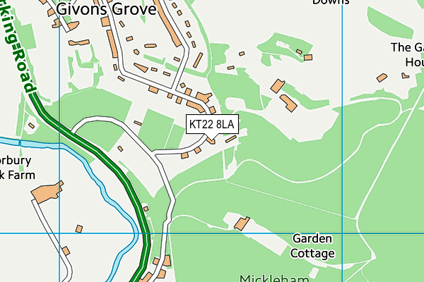 KT22 8LA map - OS VectorMap District (Ordnance Survey)
