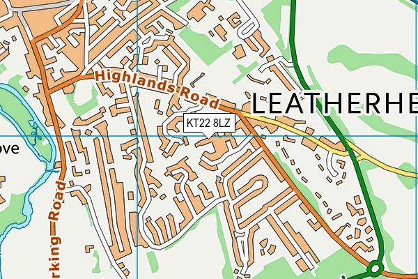 KT22 8LZ map - OS VectorMap District (Ordnance Survey)