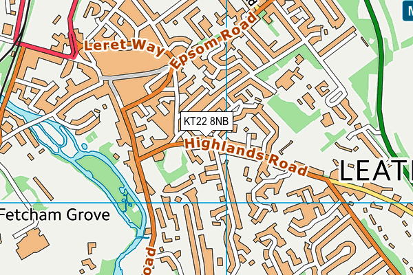 KT22 8NB map - OS VectorMap District (Ordnance Survey)