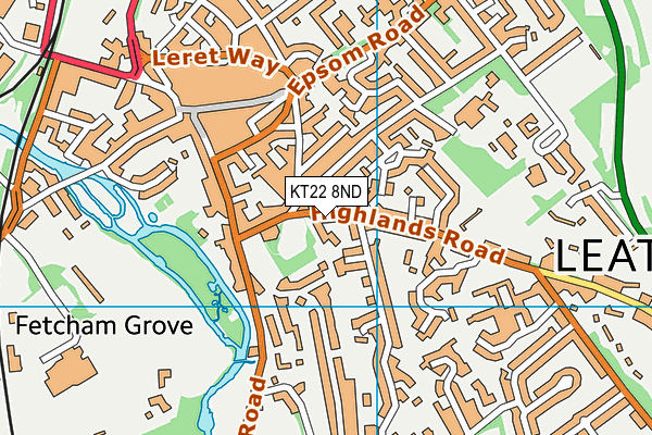 KT22 8ND map - OS VectorMap District (Ordnance Survey)