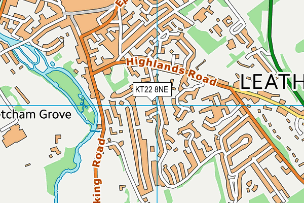 KT22 8NE map - OS VectorMap District (Ordnance Survey)