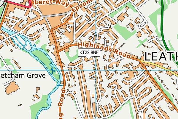 KT22 8NF map - OS VectorMap District (Ordnance Survey)