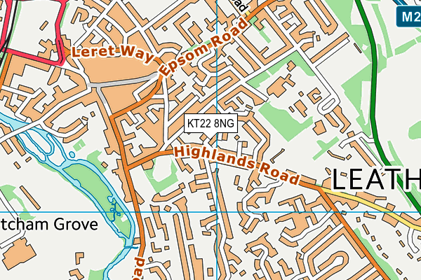 KT22 8NG map - OS VectorMap District (Ordnance Survey)