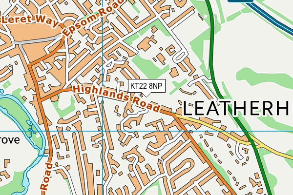 KT22 8NP map - OS VectorMap District (Ordnance Survey)