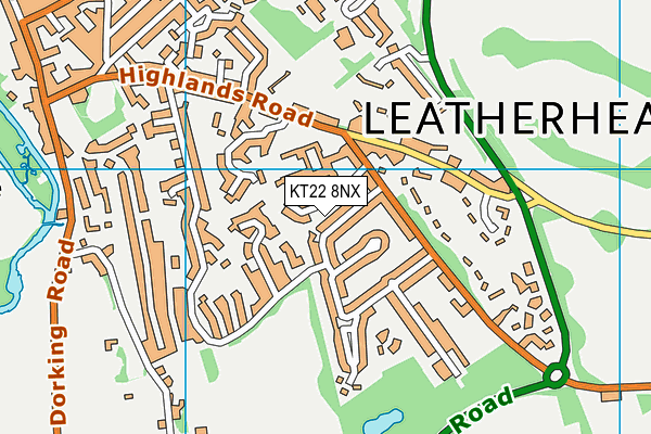 KT22 8NX map - OS VectorMap District (Ordnance Survey)