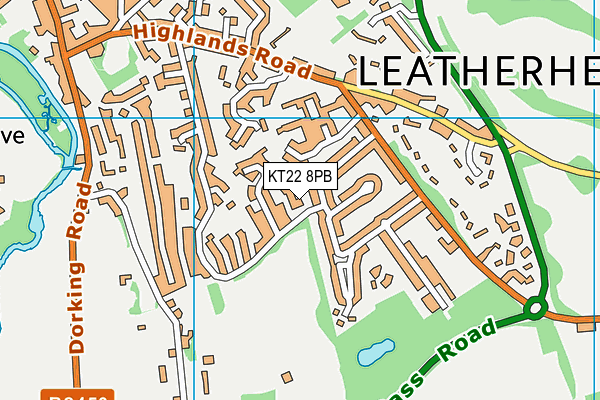 KT22 8PB map - OS VectorMap District (Ordnance Survey)