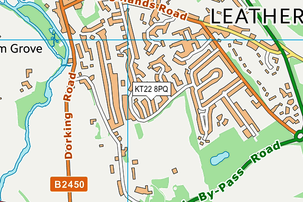 KT22 8PQ map - OS VectorMap District (Ordnance Survey)