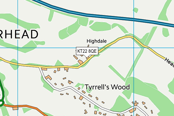 KT22 8QE map - OS VectorMap District (Ordnance Survey)