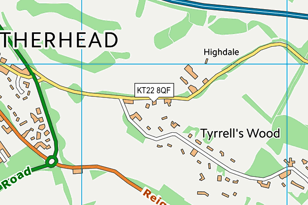 KT22 8QF map - OS VectorMap District (Ordnance Survey)