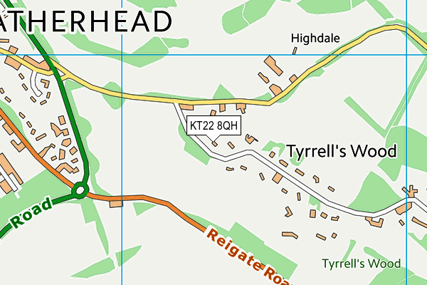 KT22 8QH map - OS VectorMap District (Ordnance Survey)
