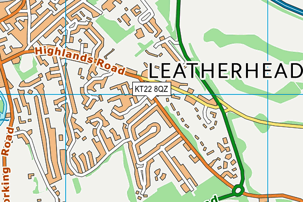 KT22 8QZ map - OS VectorMap District (Ordnance Survey)