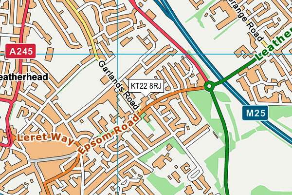 KT22 8RJ map - OS VectorMap District (Ordnance Survey)