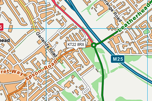 KT22 8RX map - OS VectorMap District (Ordnance Survey)