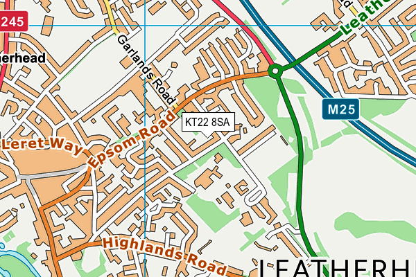 KT22 8SA map - OS VectorMap District (Ordnance Survey)