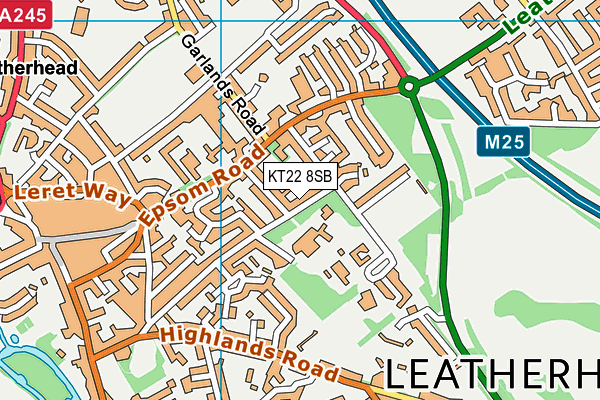 KT22 8SB map - OS VectorMap District (Ordnance Survey)