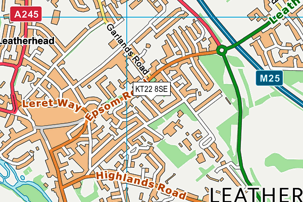 KT22 8SE map - OS VectorMap District (Ordnance Survey)