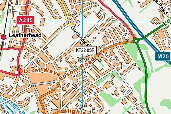 KT22 8SR map - OS VectorMap District (Ordnance Survey)