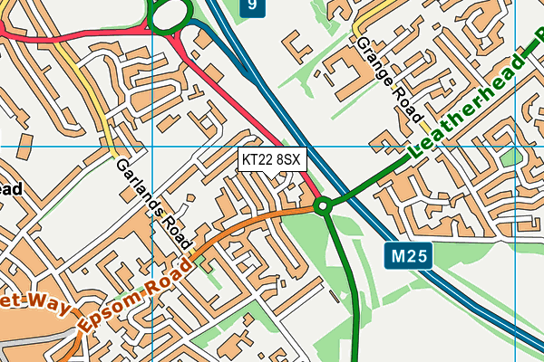 KT22 8SX map - OS VectorMap District (Ordnance Survey)