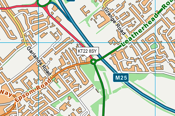 KT22 8SY map - OS VectorMap District (Ordnance Survey)