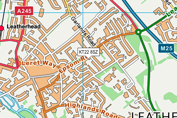 KT22 8SZ map - OS VectorMap District (Ordnance Survey)