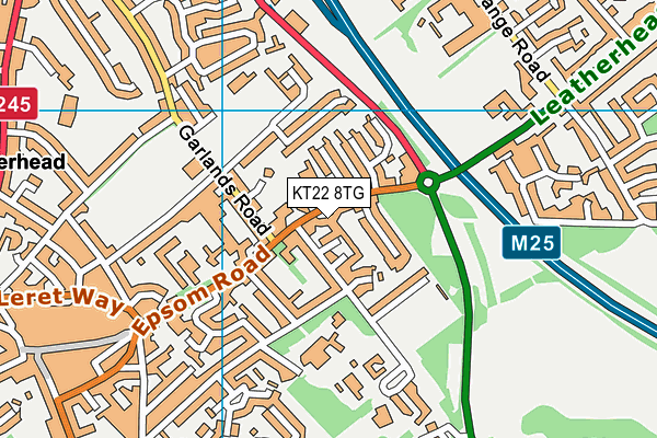 KT22 8TG map - OS VectorMap District (Ordnance Survey)