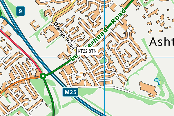 KT22 8TN map - OS VectorMap District (Ordnance Survey)