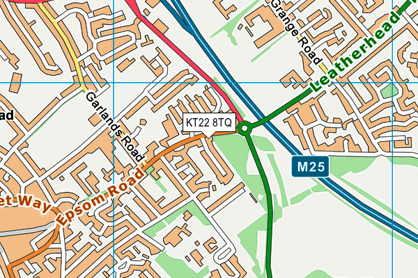 KT22 8TQ map - OS VectorMap District (Ordnance Survey)