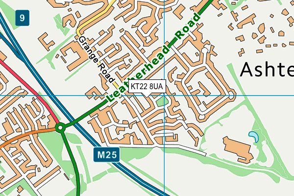 KT22 8UA map - OS VectorMap District (Ordnance Survey)