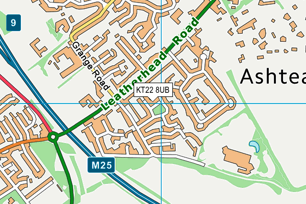 KT22 8UB map - OS VectorMap District (Ordnance Survey)