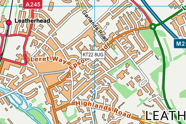 KT22 8UG map - OS VectorMap District (Ordnance Survey)