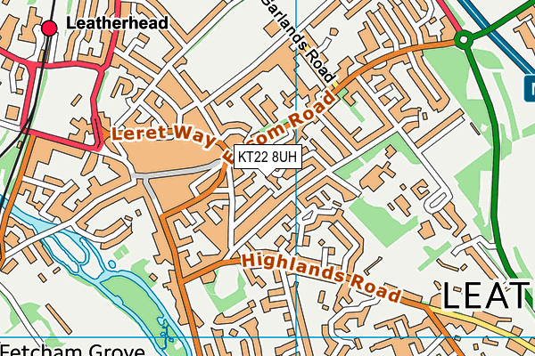 KT22 8UH map - OS VectorMap District (Ordnance Survey)