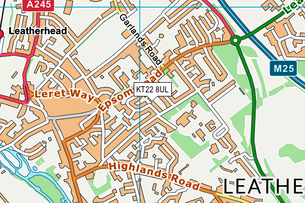 KT22 8UL map - OS VectorMap District (Ordnance Survey)