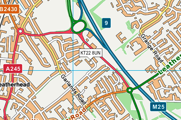 KT22 8UN map - OS VectorMap District (Ordnance Survey)