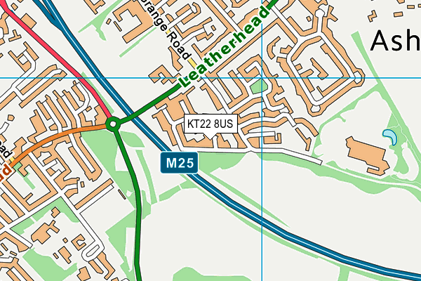 KT22 8US map - OS VectorMap District (Ordnance Survey)