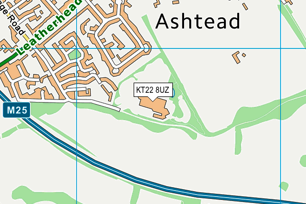 KT22 8UZ map - OS VectorMap District (Ordnance Survey)