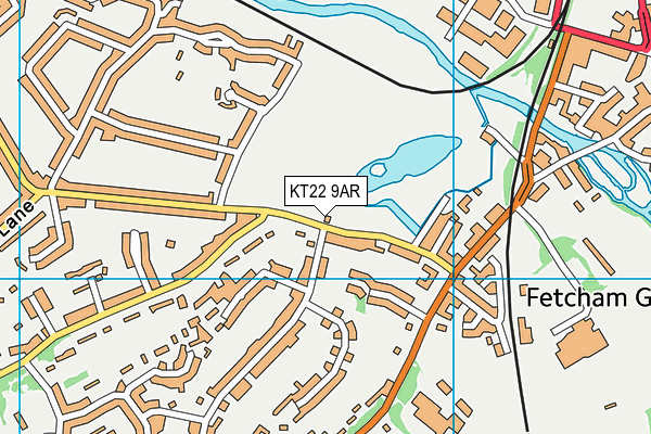 KT22 9AR map - OS VectorMap District (Ordnance Survey)