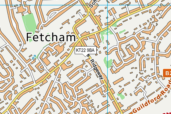 KT22 9BA map - OS VectorMap District (Ordnance Survey)
