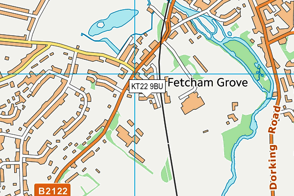 KT22 9BU map - OS VectorMap District (Ordnance Survey)
