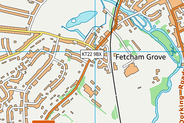 KT22 9BX map - OS VectorMap District (Ordnance Survey)