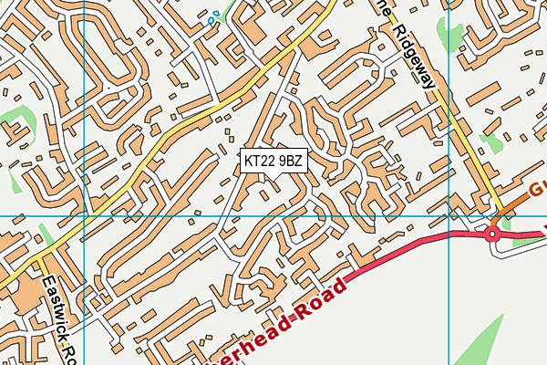 KT22 9BZ map - OS VectorMap District (Ordnance Survey)