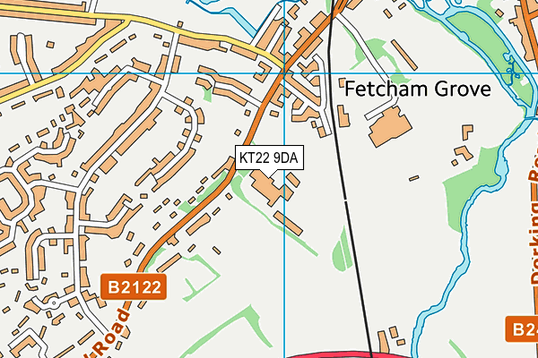 KT22 9DA map - OS VectorMap District (Ordnance Survey)