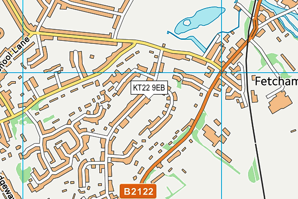 KT22 9EB map - OS VectorMap District (Ordnance Survey)