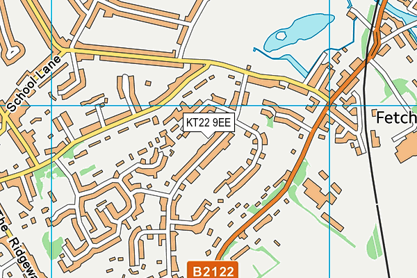 KT22 9EE map - OS VectorMap District (Ordnance Survey)