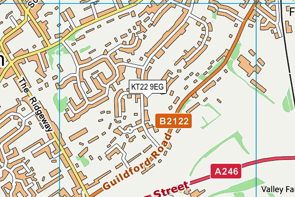 KT22 9EG map - OS VectorMap District (Ordnance Survey)