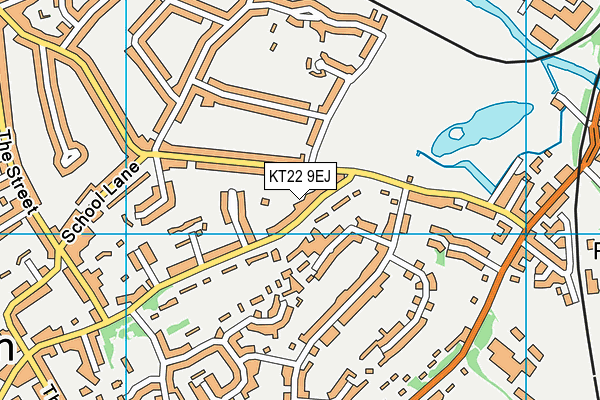 KT22 9EJ map - OS VectorMap District (Ordnance Survey)