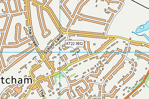 KT22 9EQ map - OS VectorMap District (Ordnance Survey)