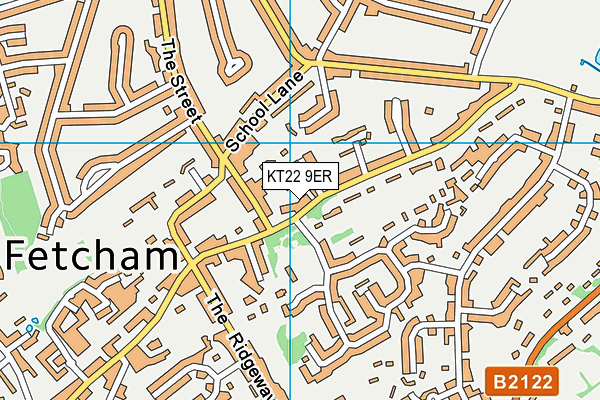 KT22 9ER map - OS VectorMap District (Ordnance Survey)